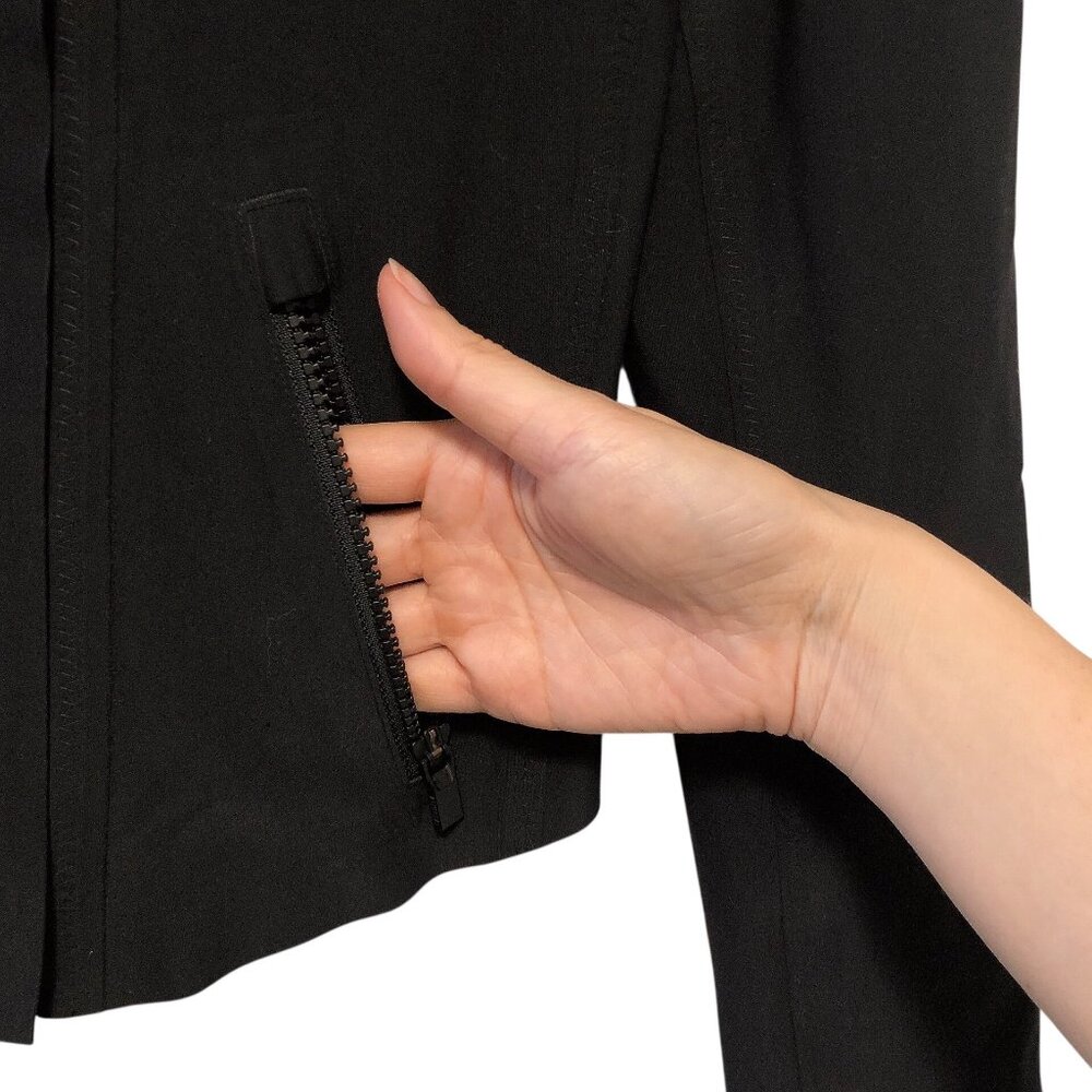 Athleta Solid Black Collarless Long Sleeve Double… - image 7